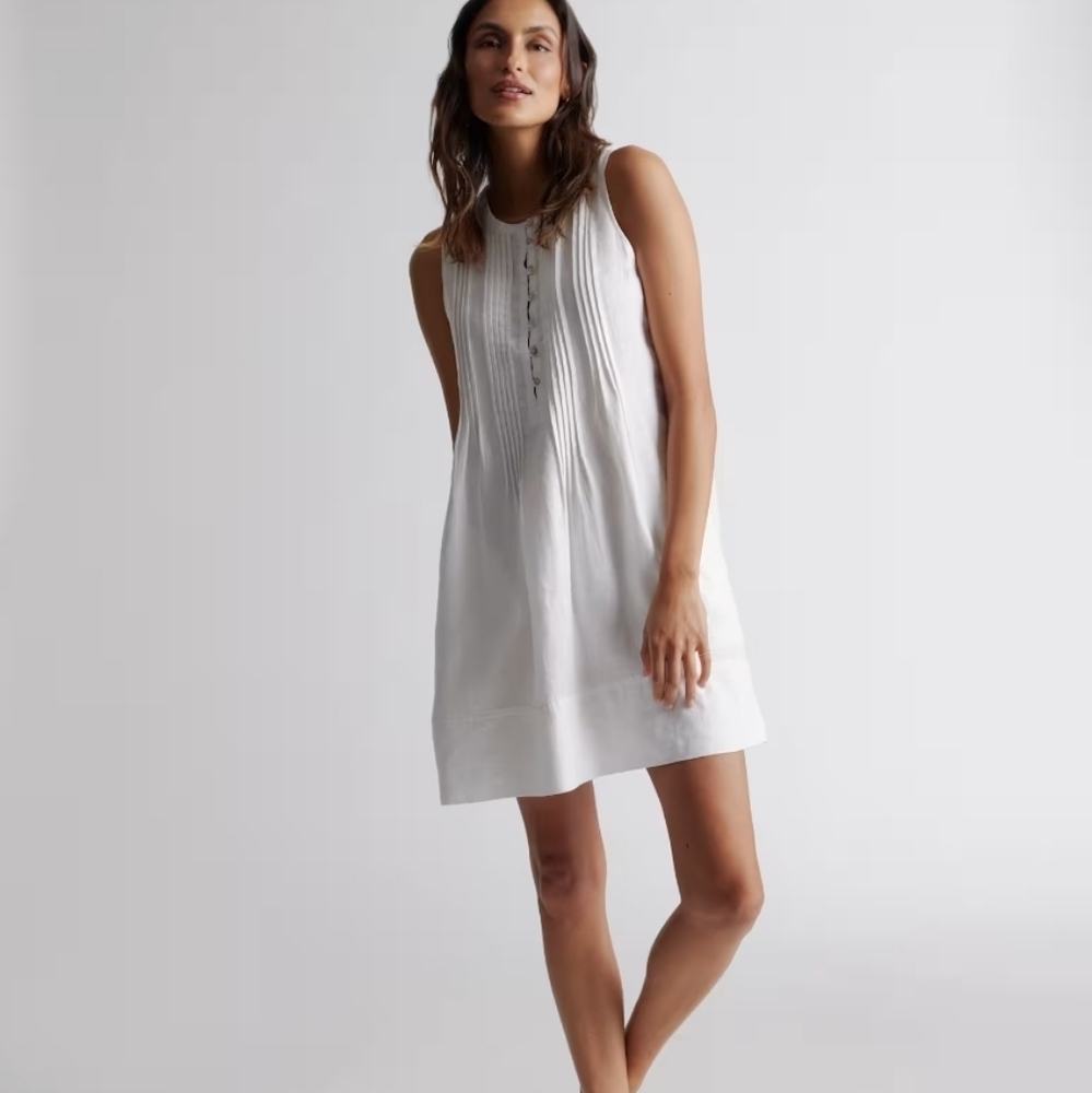 Quince White Linen Sleeveless Dress